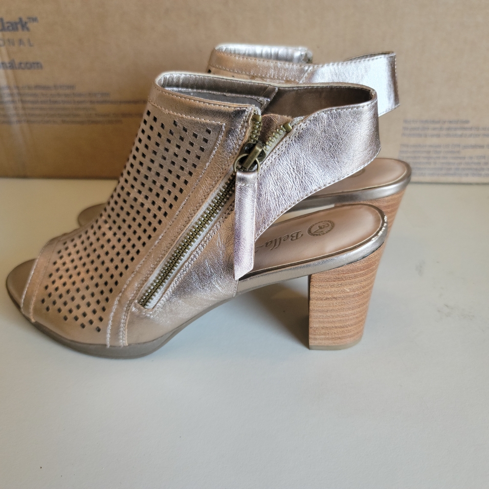 Stylish Metallic Heeled Sandals - Bella Vita
